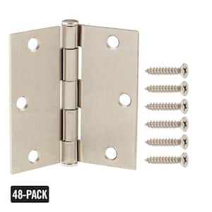 3-1/2 in. Square Corner Satin Nickel Door Hinge Value Pack (48-Pack)