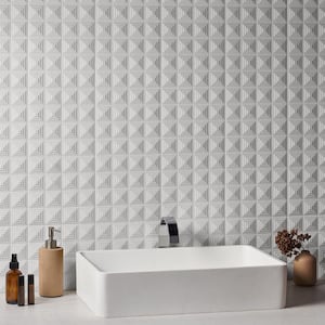 Level Pyramid White 7.87 in. x 15.74 in. Matte Ceramic Wall Tile (7.74 Sq. Ft./Case)