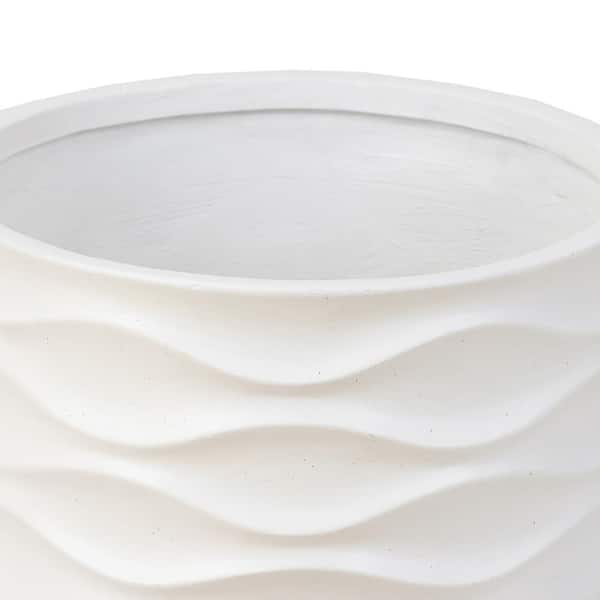 LuxenHome Waves Design MgO White Composite Decorative Pots (2-Pack