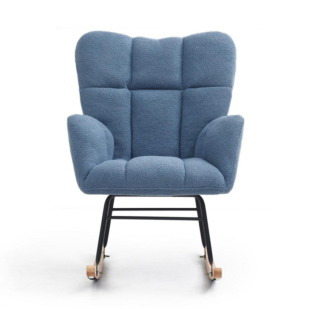 Metal Outdoor Rocking Chair Teddy Upholstered Glider Rocker Rocking Accent 