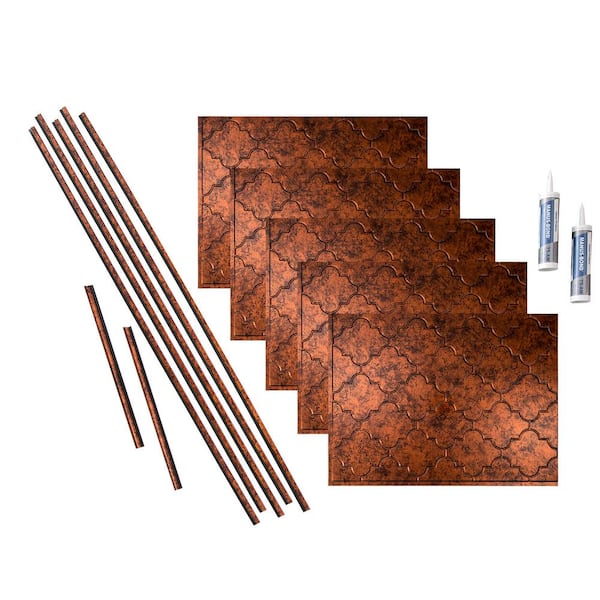 Monaco 18 in. x 24 in. Moonstone Copper Vinyl Decorative Wall Tile Backsplash 15 sq. ft. Kit