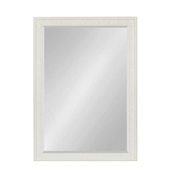 Kate and Laurel Alysia 23.5 in. W x 35.5 in. H Framed Rectangular Beveled Edge Bathroom Vanity Mirror in White