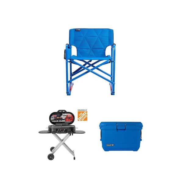 RoadTrip 285 Portable Propane Gas Grill and Griddle with Pro 45 qt. Hard Cooler and Pro Rocker Chair Bundle