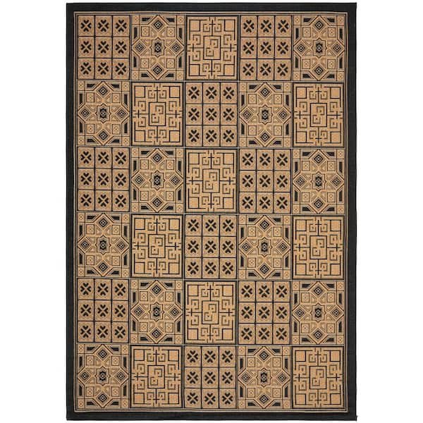 Safavieh Courtyard Black/Natural 4 ft. x 6 ft. Geometric Indoor/Outdoor Area Rug