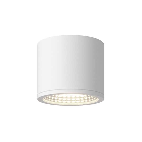 Nordic 4-in (5-in Dia. ) White LED Exterior Semi-Flush Mount