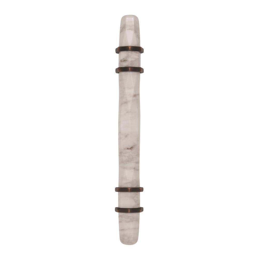 Marble White and Oil-Rubbed Bronze Cabinet Pull Bar