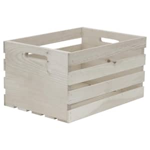 Large Washed Wood Crate in White