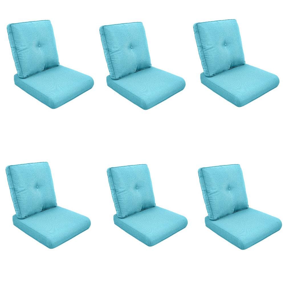 Modern 22 in. x 25 in. 12-Piece Deep Seating Outdoor Lounge Chair Cushion Set in Light Blue with Center Button (6-Set) price history on PriceWatchPro