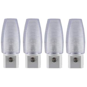 0.5-Watt Plug In Light Sensing Rib Shade Integrated LED Night Light, 4-Pack