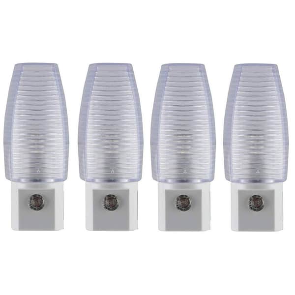Lights By Night 0.5-Watt Plug In Light Sensing Rib Shade Integrated LED Night Light, 4-Pack