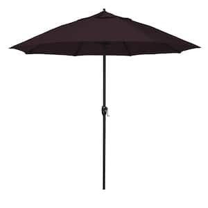 9 ft. Bronze Aluminum Market Patio Umbrella with Fiberglass Ribs and Auto Tilt in Purple Pacifica