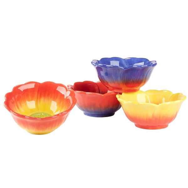 Certified International Poppy Flower 13.42 fl. oz. Multi-Colored Earthenware 3-D Dessert Bowl