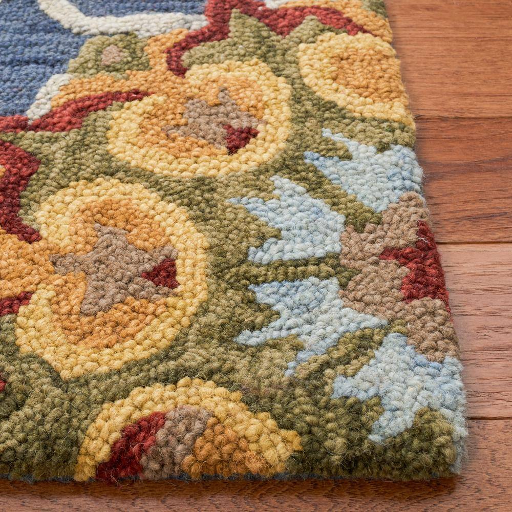 Handmade Navy Multi Wool 6' Square Tufted Area Rug