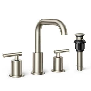 Two-Handles Widespread Brass Bathroom Faucet with Pop Up Drain Assembly Bathroom Sink Faucet with cUPC Water Supply