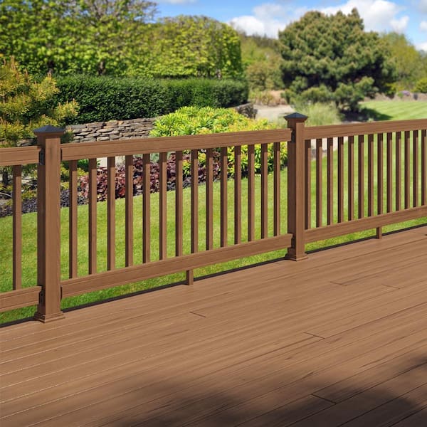 6 ft. Walnut-Tone Southern Yellow Pine Rail Kit with B2E Balusters