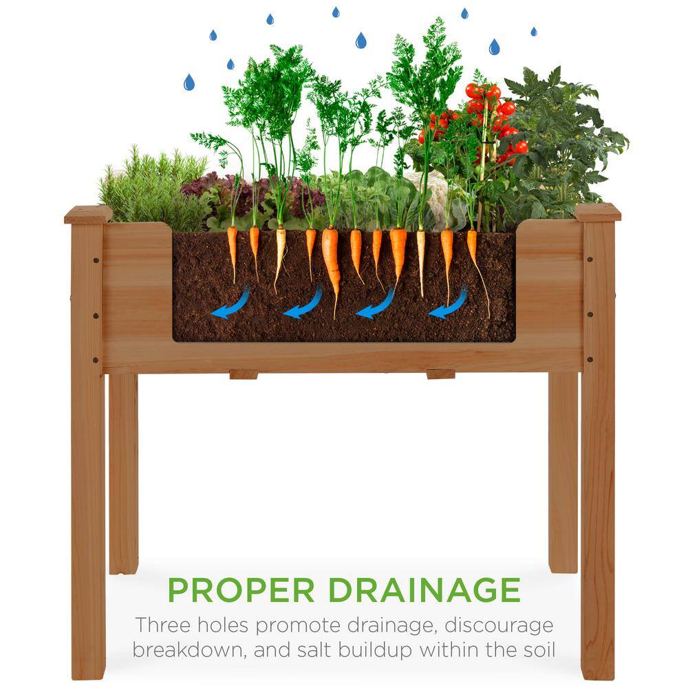 Acorn Brown Fir Wood Raised Garden Bed with Bed Liner