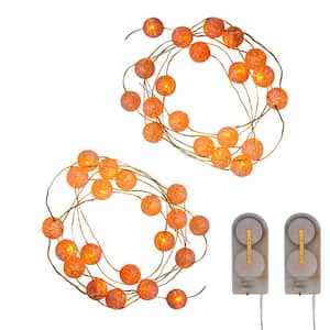 Battery Operated Crackle Globe String Lights orange - (Set of 2)