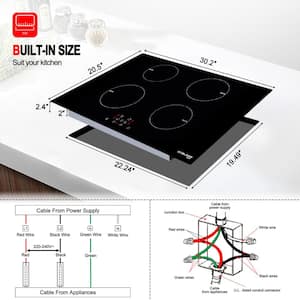 30 in. Built-In Smooth Electric Induction Cooktop in Black with 4 Elements