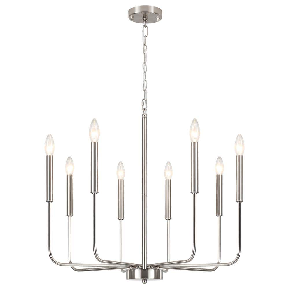 8-Light Nickel Candlestick Chandelier for Kitchen with no bulbs included