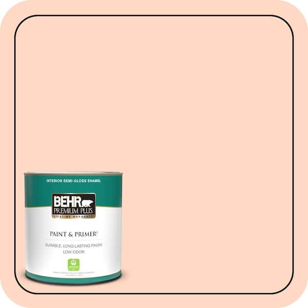 BEHR PREMIUM PLUS 1 qt. #230C-2 Shell Coral Semi-Gloss Enamel Low Odor Interior Paint & Primer