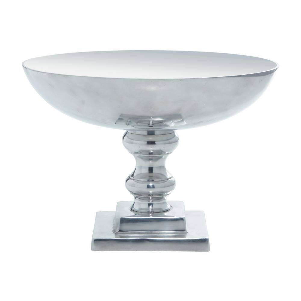 Elegant Silver Aluminum Traditional Decorative Bowl with Stand