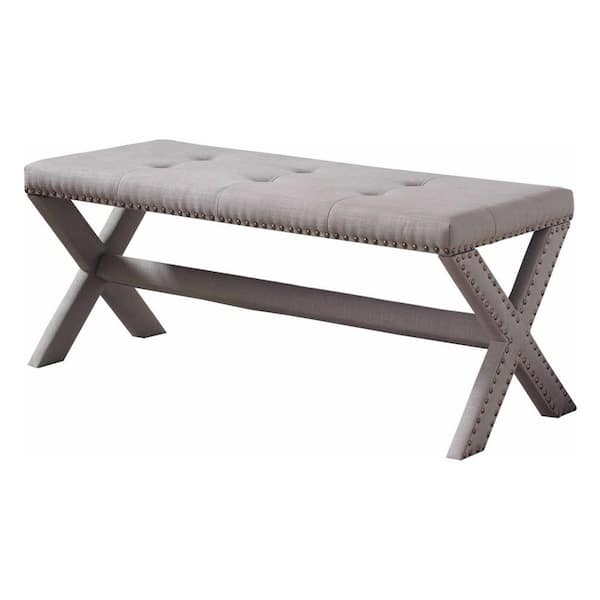 Best Master Furniture Medraut 18 in. H x 44 in. W x 17 in. D Grey Linen Accent Bench
