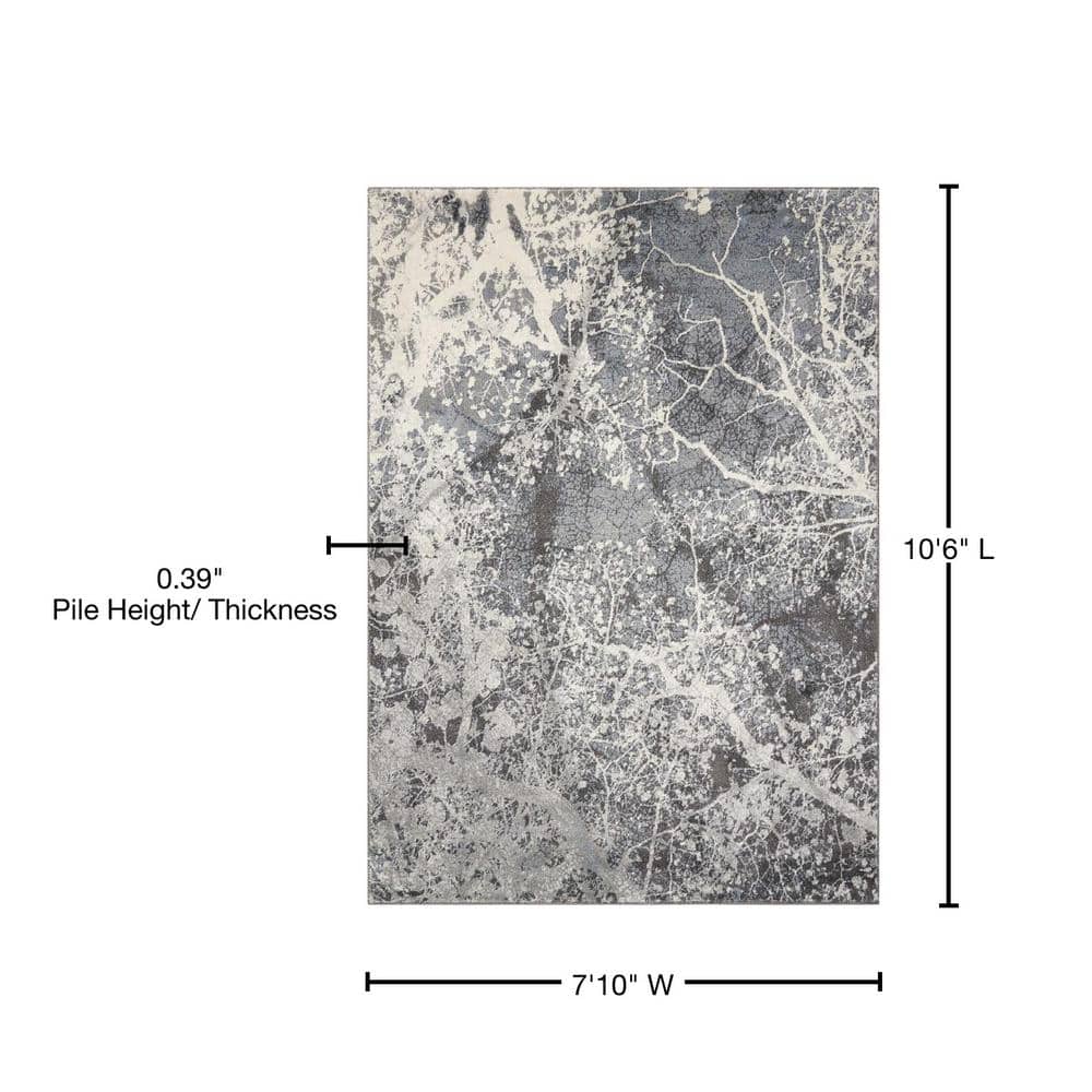 Gray Abstract Synthetic Rectangular Area Rug 7'10" x 10'6"