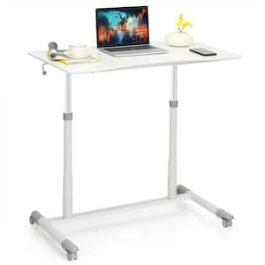 36 in. Rectangular Mobile Magnetic Dry Erase Whiteboard Desk White Tempered Glass Whiteboard with Markers and Eraser