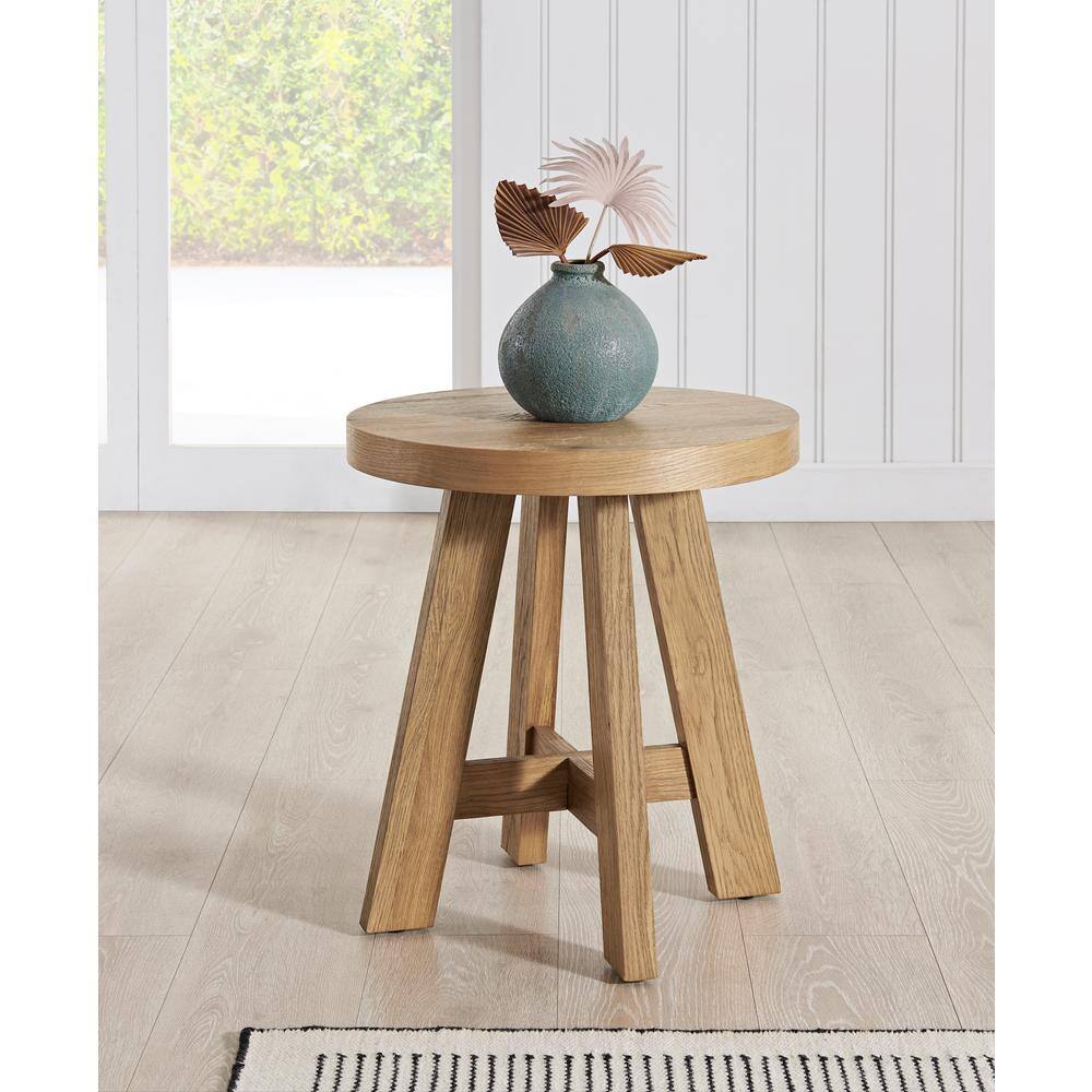 Natural Prairie Oak Round Wood End Table