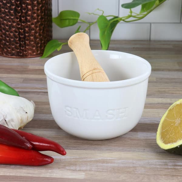 Our Table Simply White 24 oz. Porcelain Mortar and Pestle Set