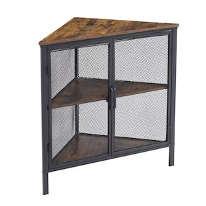 Brown 3-Tiers Corner Shelf Metal Frame Shelves Storage Organizer Ventilation Protection Door 20 in. x 20 in. x 27.6 in.