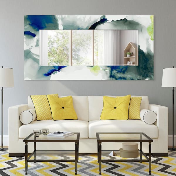 72 in. x 36 in. Ephemeral Rectangle Framed Printed Tempered Art Glass Beveled Accent Mirror