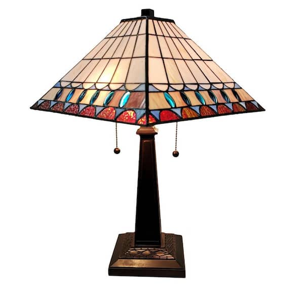 Amora Lighting 21 in. Tiffany Style Mission Table Desk Banker Lamp