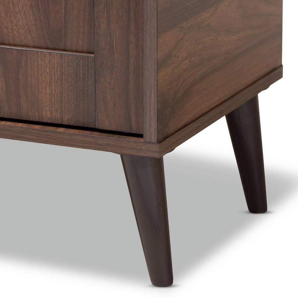 Walnut Brown 2-Door Wood Entryway Shoe Storage Cabinet