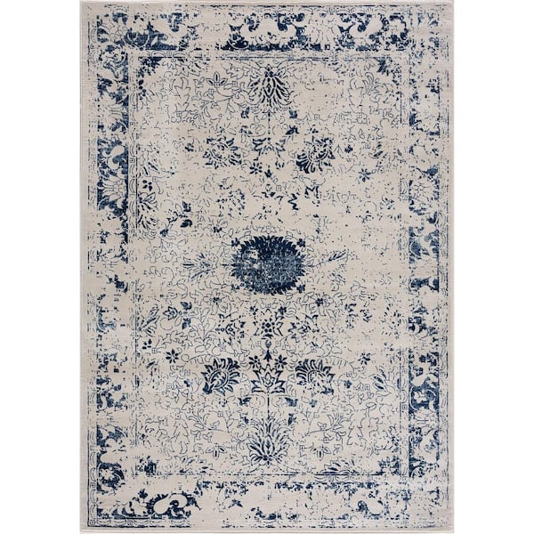 Rug Branch Havana Navy Blue 2 ft. 3 in. x 8 ft. Traditional Distressed Runner Area Rug