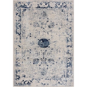 Havana Navy Blue 5 ft. 3 in. x 7 ft. 7 in. Traditional Distressed Area Rug