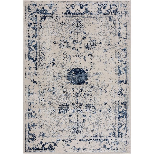 Rug Branch Havana Navy Blue 5 ft. 3 in. x 7 ft. 7 in. Traditional Distressed Area Rug