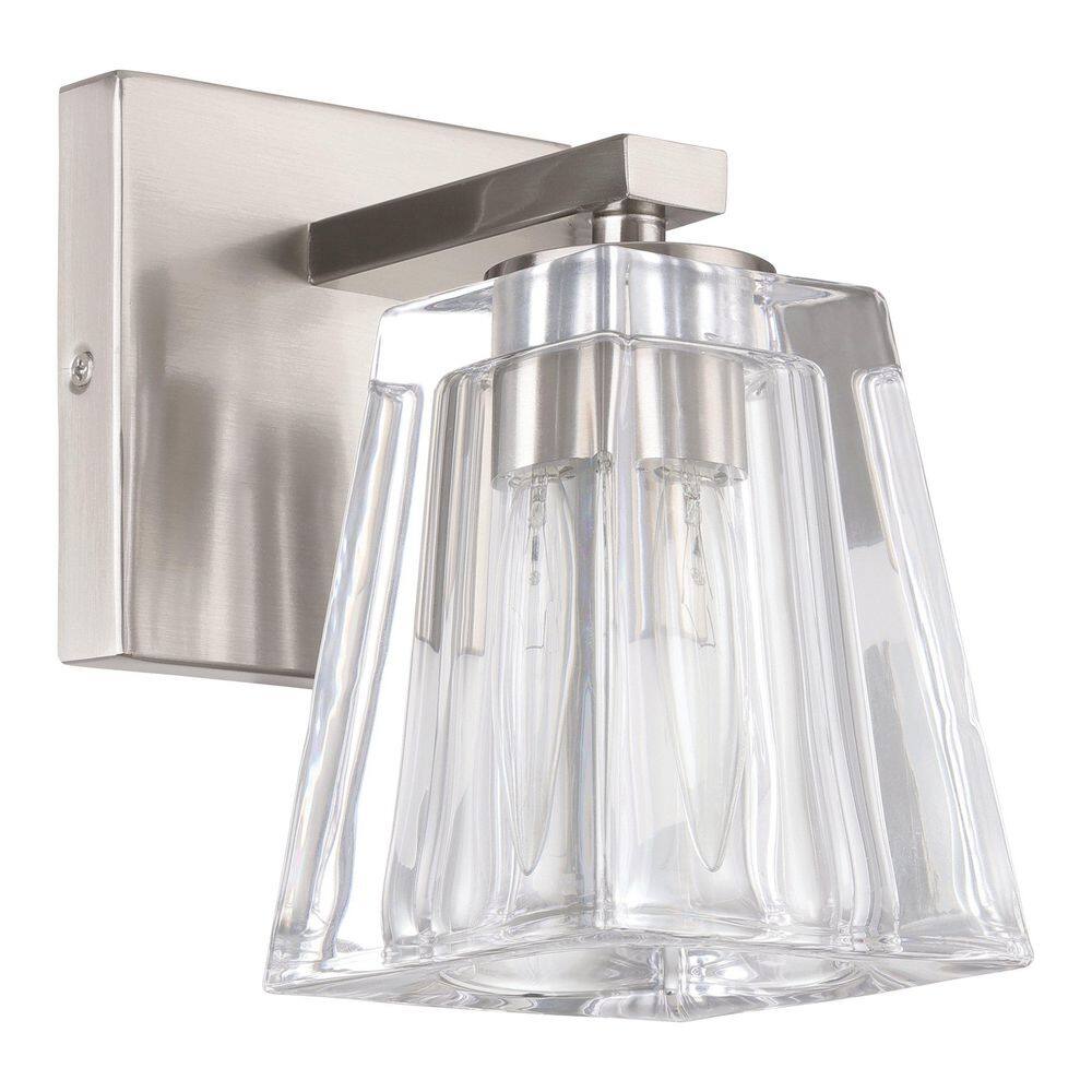 Valentin 4-in. 1-light Brushed Nickel Vanity Light with Clear Pressed Glass Shade price history on PriceWatchPro