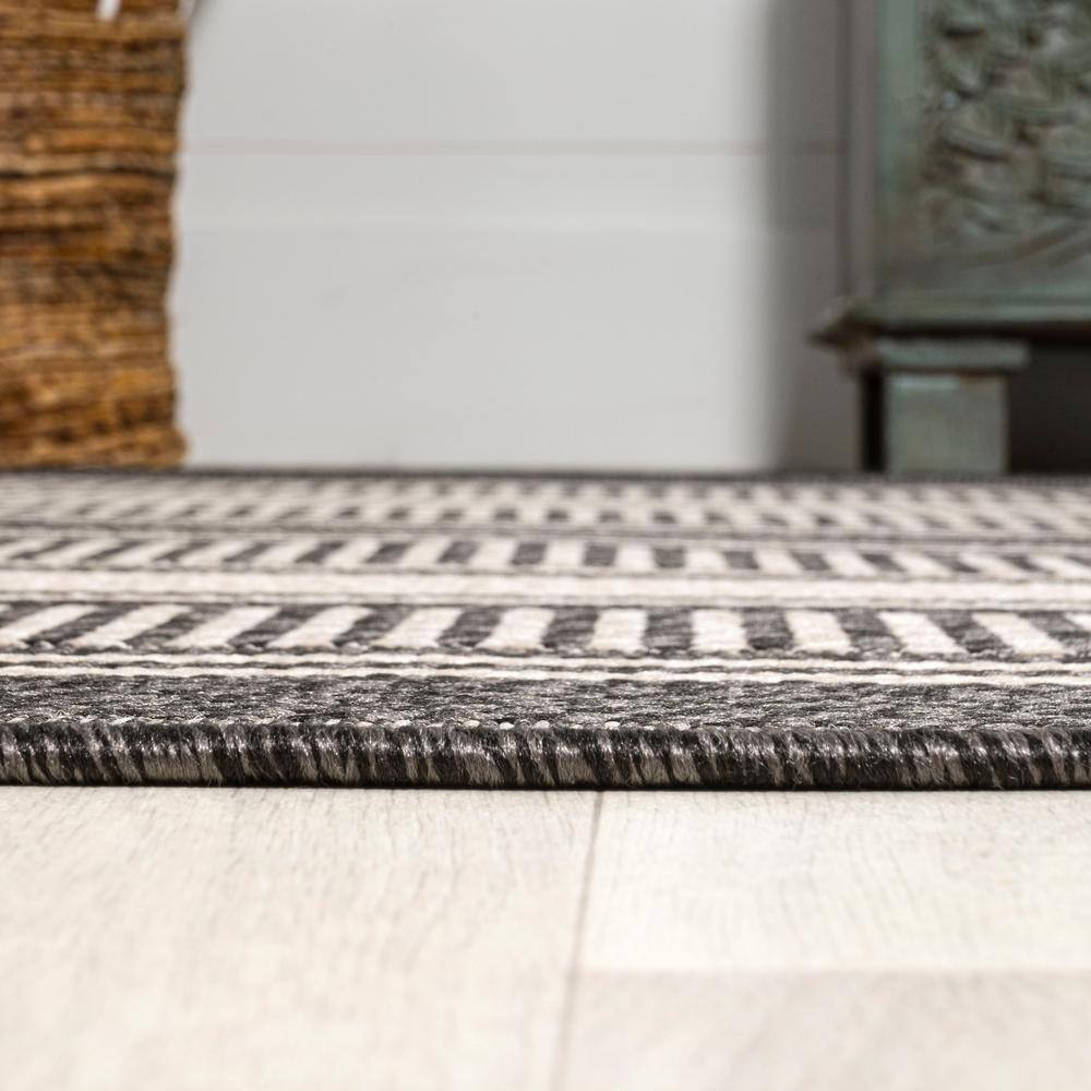 Haynes Black and Cream Stripe Indoor/Outdoor Rug