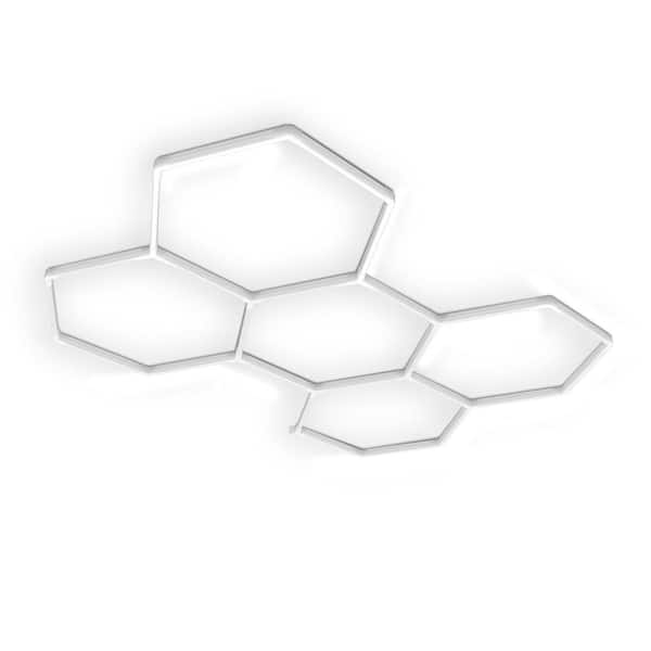 2.5 ft. Integrated LED 5 Grid Flexagon White Strip Light Fixture 4000K