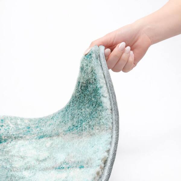 Dream Shag Premium Machine Washable Abstract ADS505 Teal 2 ft. x 3 ft. Accent Rug