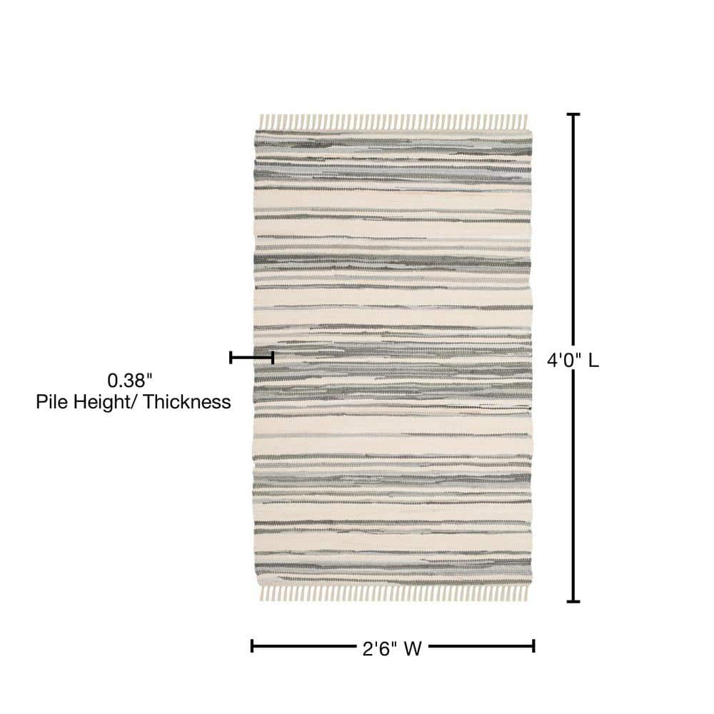 Hand-Woven Striped Cotton Round Area Rug in Gray - 30"