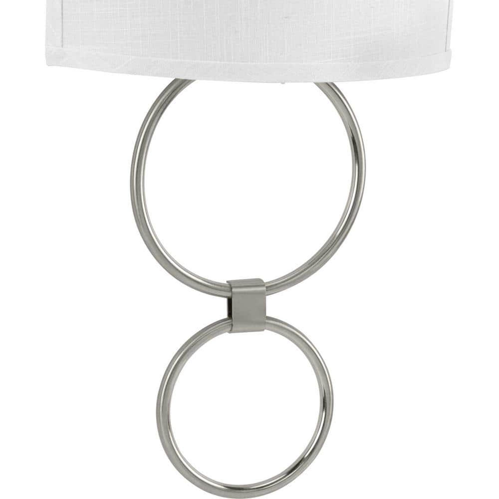 Brushed Nickel Circle LED Wall Sconce with Linen Shade