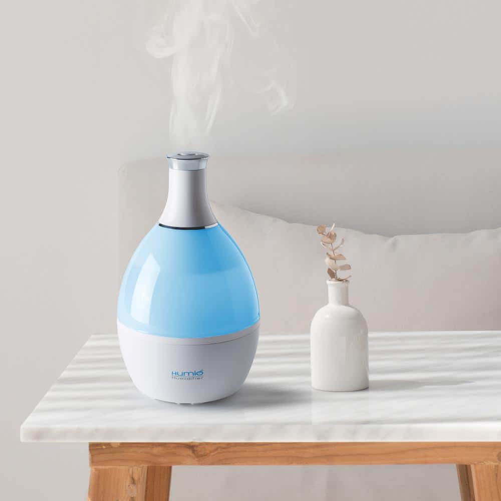 White and Blue Ultrasonic Humidifier with Night Lamp