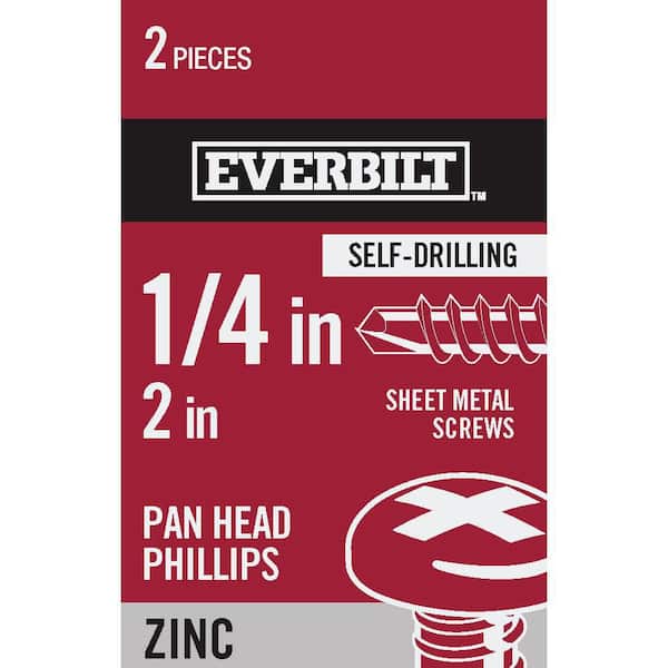 Everbilt #14 x 2 in. Zinc Plated Phillips Pan Head Sheet Metal Screw (2-Pack)