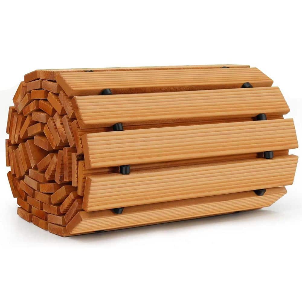 12 ft. Cedar Wooden Garden Pathway Outdoor Roll Out Straight Walkway Weather-Resistant Decorative Boardwalk price history on PriceWatchPro