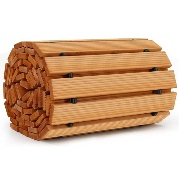 12 ft. Cedar Wooden Garden Pathway Outdoor Roll Out Straight Walkway Weather-Resistant Decorative Boardwalk