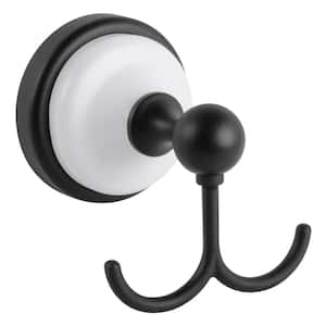 Savannah Knob Double Robe/Towel Hook in Matte Black and White