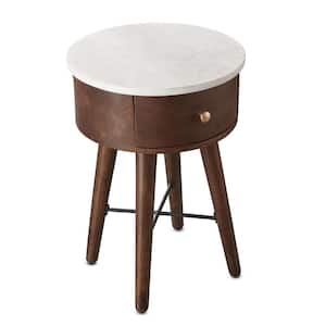 Bangalore White Marble Top Round End Table
