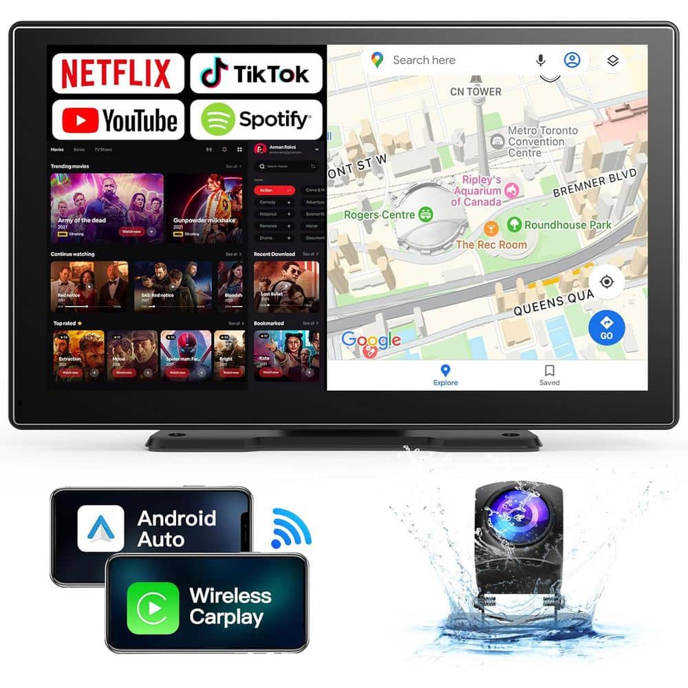 Lukyamzn 9 in. IPS Touch Screen with 1080P Rear Camera GPS Navigation